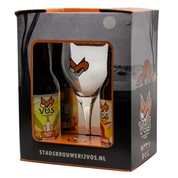 Vos Bier Cadeauverpakking 4 Flessen met Glas